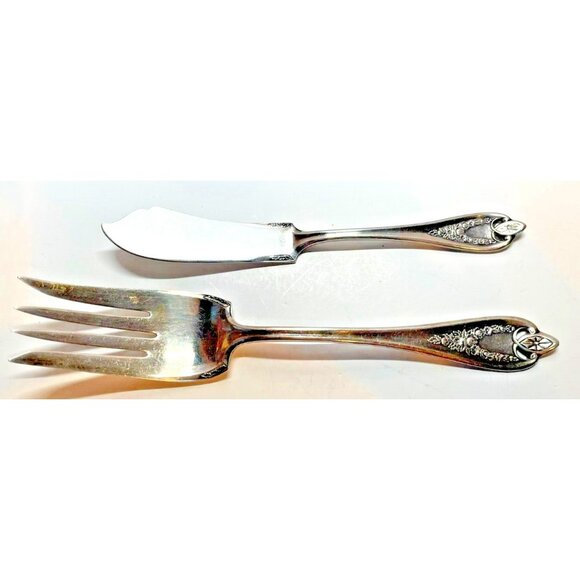 Vintage Old Colony Silverplate 1911 Meat Serving Fork & Butter Knife Silverware - Picture 1 of 6